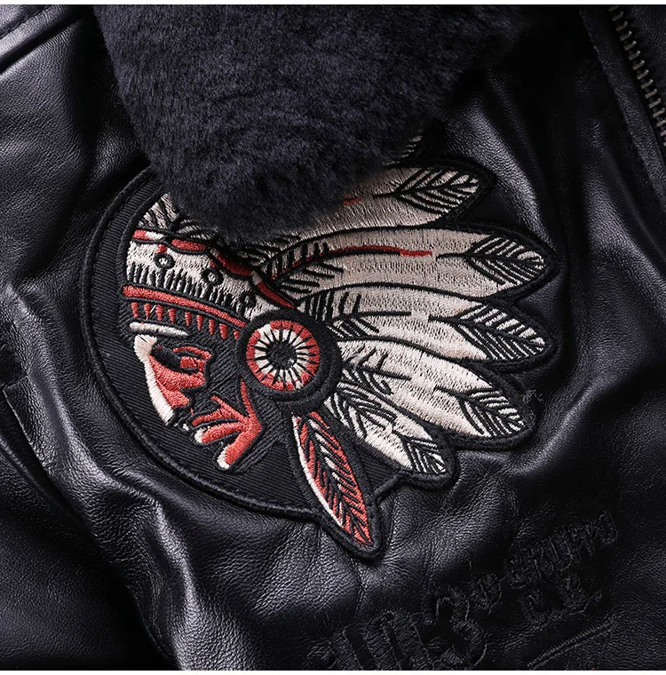 2022 Air Force Flight Jacket Fur collar Genuine Leather Jacket Men Bomber Jacket Sheepskin Motorcycle Jacket Real Leather Coat big & tall genuine leather coats & jackets