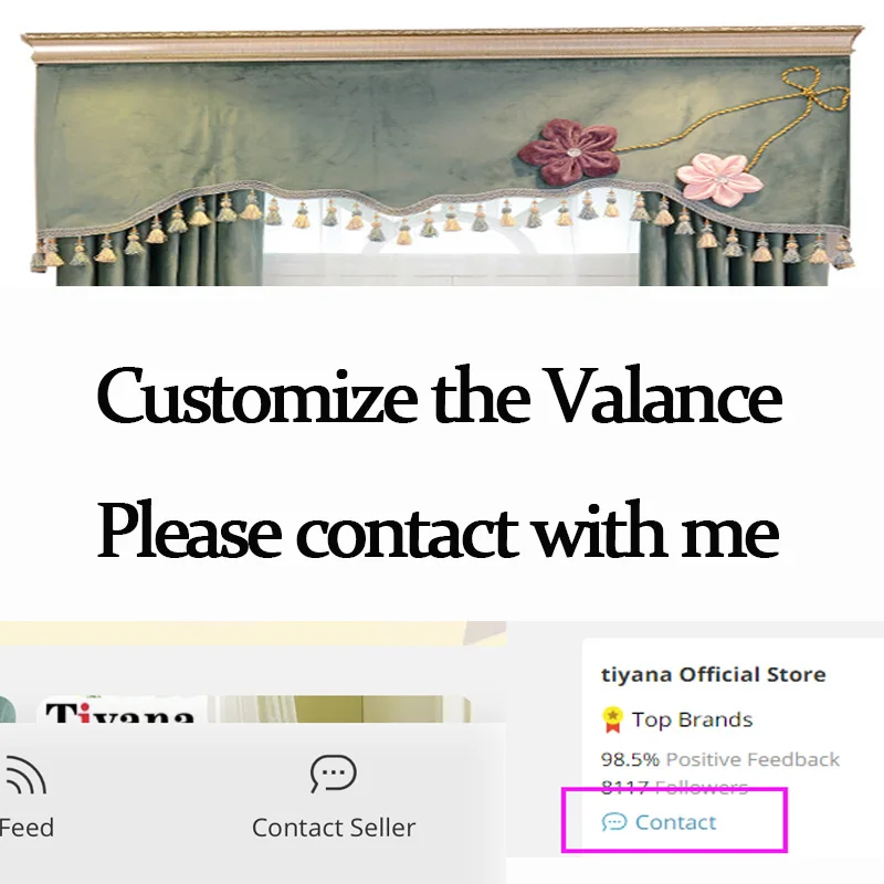 Custom Valance Tiyana, Роскошные итальянские бархатные шторы для гостиной, спальни, высокие затененные оконные шторы, цветочный балдахин для мантии, вилла P424X - Цвет: Custom Valance