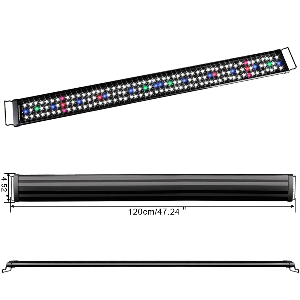 30CM 45CM 60CM 90CM 120CM Black LED Aquarium Light Full Spectrum for Freshwater Fish Tank Plant Marine