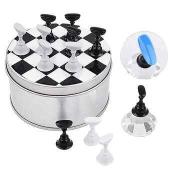 

Nail Art Holder Strong Chess Board netic Crystal Nail Tips Practice Salon Display Stand Gel Polish Manicure