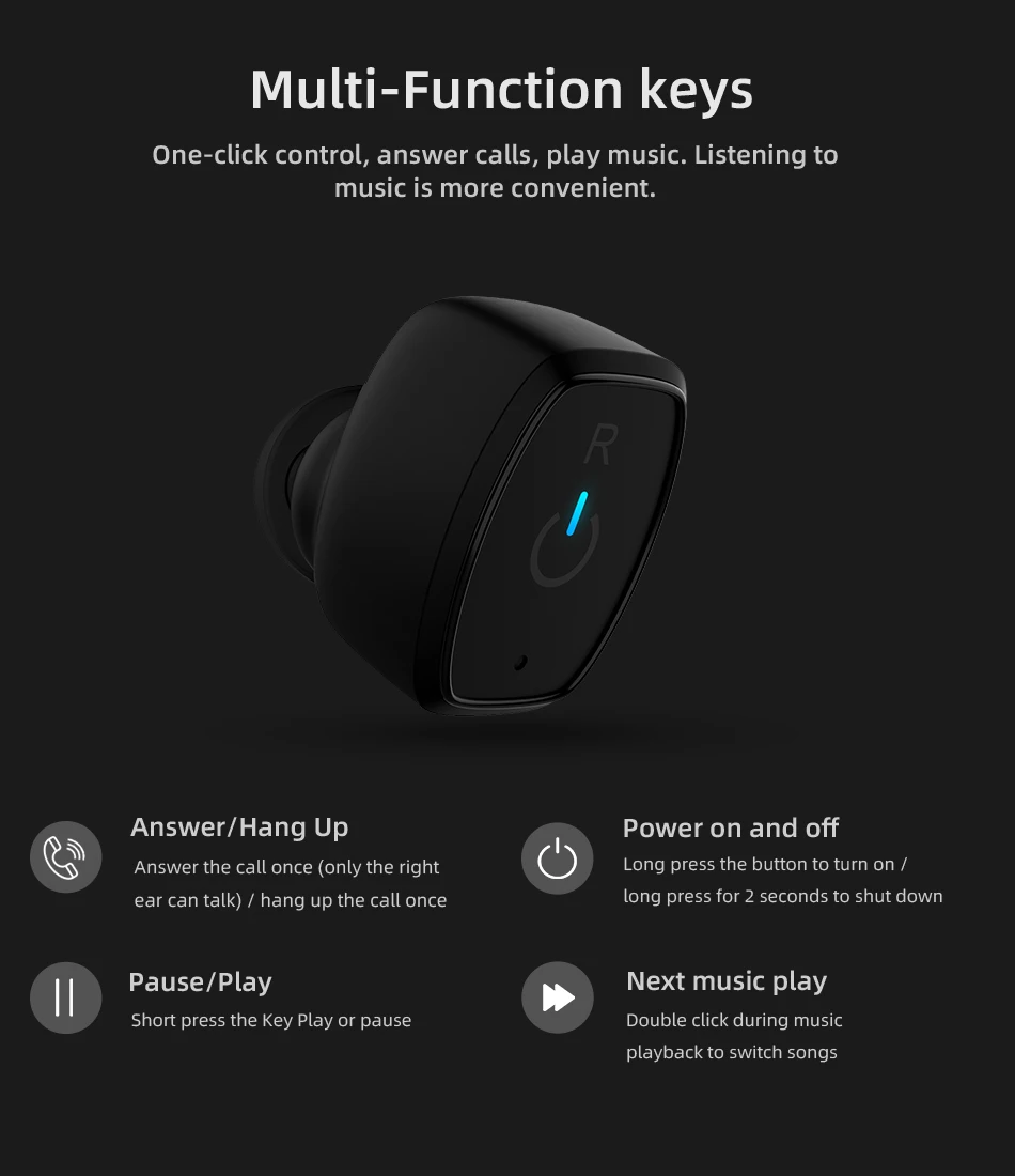 TWS-S2 Беспроводной Bluetooth наушники многофункциональные наушники-вкладыши Bluetooth V 4,2 телефона, которые можно использовать в режиме Hands Free, используя встроенный микрофон