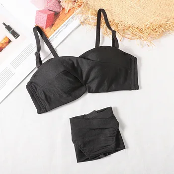 

Women Bra Sets Comfortable No Steel Ring Small Chest Gathered Underwear with Removable Double Shoulder Strap Beautiful Back