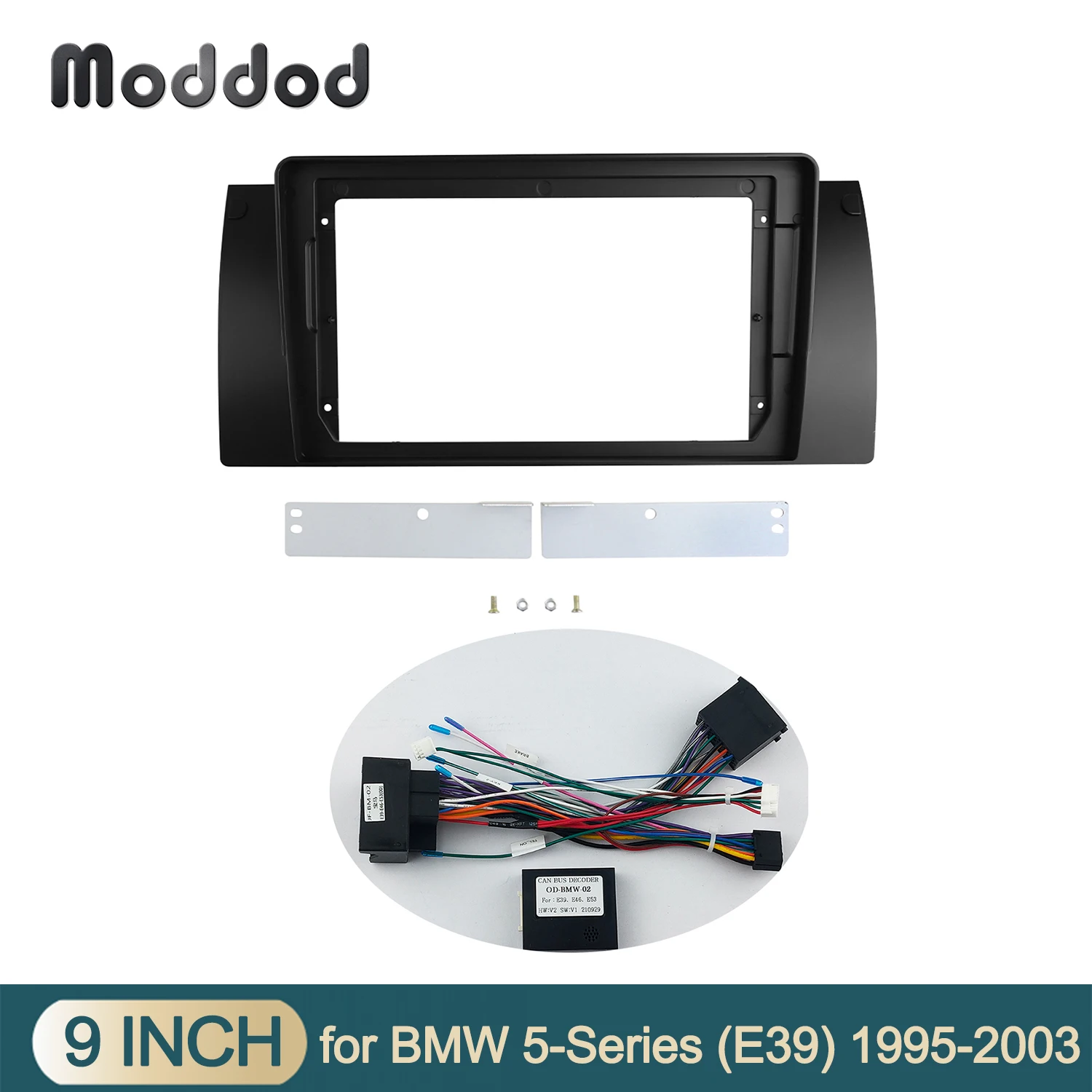 

Double 2 Din Radio Fascia Fit for BMW 5 E39 1995-2003 9 Inch Stereo GPS DVD Player Install Surround Trim Panel Plate Dash Kit