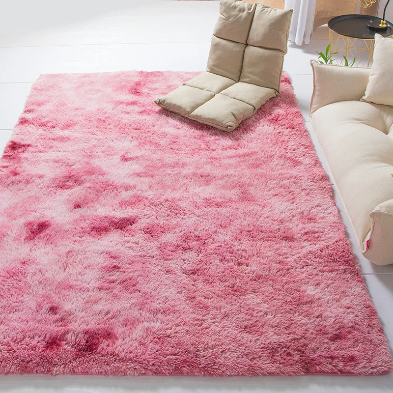 Pink Градиент Tie-dye Европейский стиль гостиной прикроватный коврик для спальни Ins скандинавские плюшевые коврики домашние прямоугольные Нескользящие смакуя жизнь - Цвет: Pink