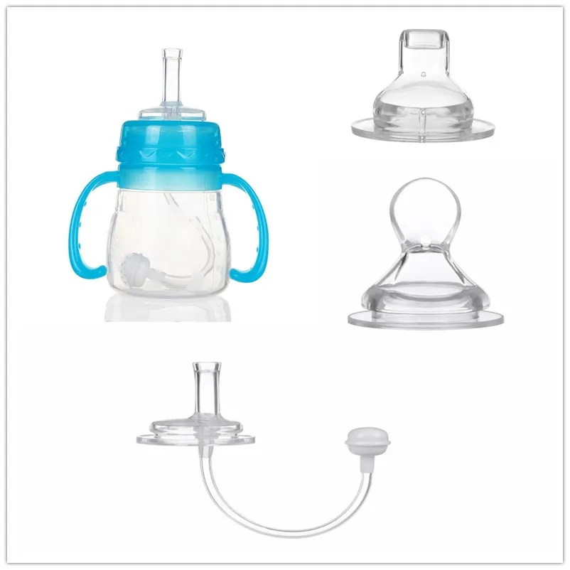 

1PC Silicone Nipple Wide Caliber Breast Nipple Baby Infant Wide Mouth Bottle Nipples With Straw Set Pacifier Newborn Funny Hold