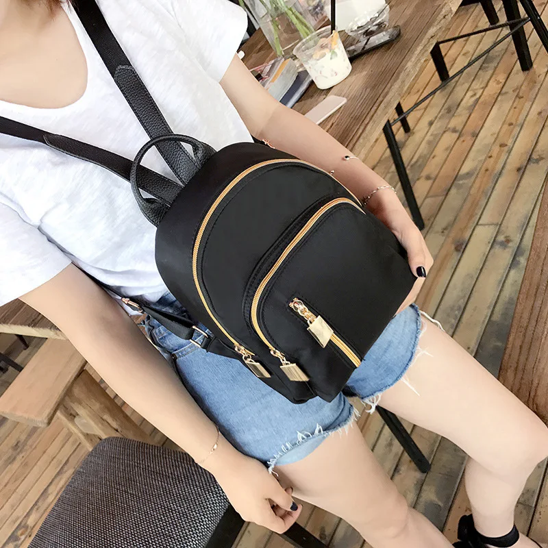

New Style Casual Backpack Nylon Black And White with Pattern Schoolbag Backpack Customizable Backpack