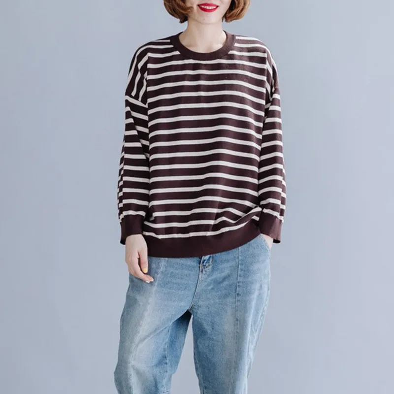 

Johnature 2019 Winter Casual Striped 3 Colors Loose Sweater Women New O-neck Full Sleeve Button Korean Pullover Knitted Sweaters