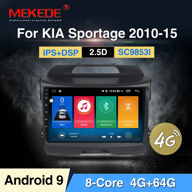 MEKEDE четырехъядерный Android 8,1 автомобильный DVD стереосистема для KIA sportage 2011 2012 2013 2014 2015 автомобильный gps навигация wi-fi-мультимедиа BT
