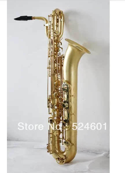 Unbranded Professional Baritone Saxophone Matte Gold Baritone Sax Surface Gold Lacquer Saxophone With Case