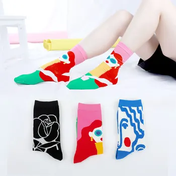 

3 Pairs/lot Causal Harajuku Kawaii Cartoon Cotton Winter Hip Hop Gifts for Women Socks Jacquard Autumn Comfortable Woman Sock