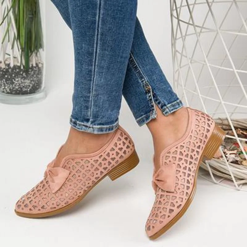 

2019 Summer Shoes Beach Sand Cozy Hollow Out Sandals Flat Heel Pointy Toe Slip On Women Rain Sloid Color Flats With Bowknot