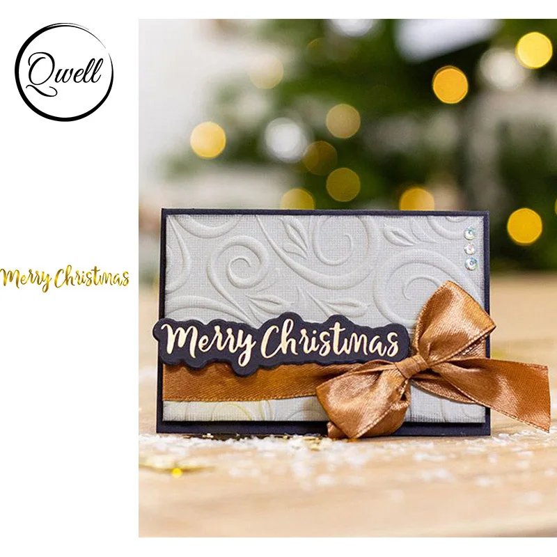 QWELL Word Merry Christmas Hot Foil Plate for Scrapbooking and Cards
