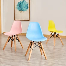 Nordic INS Solid Wood Plastic Children's Chair Dining Chairs for Dining Rooms Restaurant Furniture Children's Wood Dining Chair