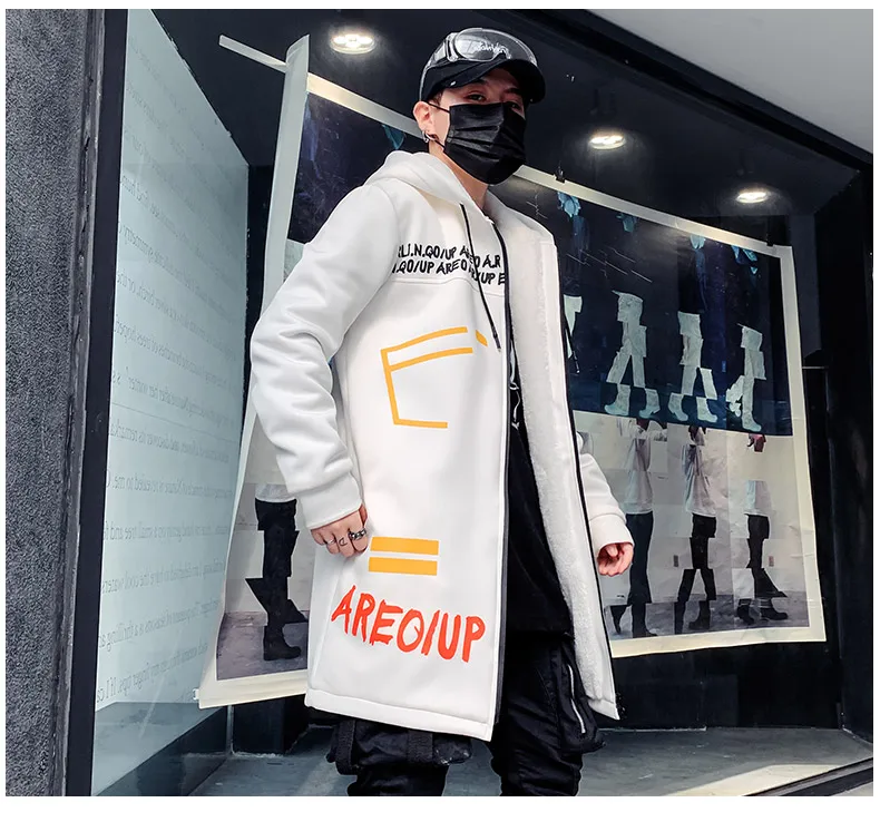 В стиле «хип-хоп» с Шерстяное пальто Для мужчин письмо Модные принты Harajuku ветровка для ночного клуба Пальто Повседневная Верхняя одежда