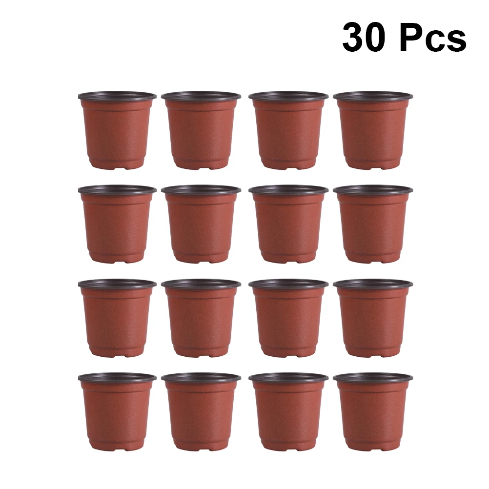 30PCS Plastic Flowerpot Creative Breathable Flower Pot Succulents Basin - Diameter 150mm (Brown) | Дом и сад