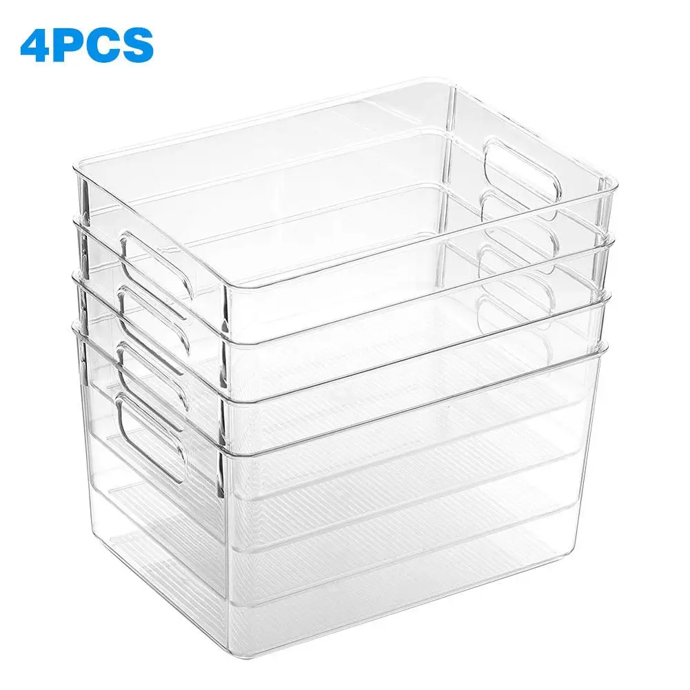 

4Pcs Transparent Refrigerator Multifunctional Storage Box Kitchen Organizing Frozen Storage Food Supplies Available Kitchen Tool
