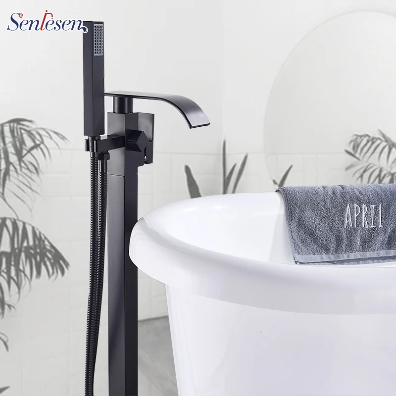 Senlesen Free Standing Bathroom Tub Faucet Single Handle Solid