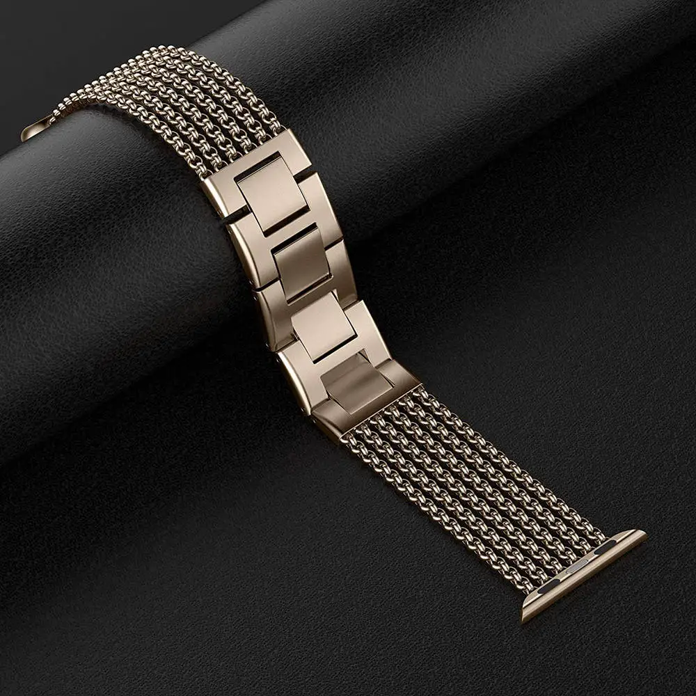 Золотой Wearlizer ремешок для спортивных часов для Apple Watch 5 ремешок из нержавеющей стали сменный ремешок для наручных часов ремешок для iwatch Группа 42 мм серия 4 3 2 1 - Цвет ремешка: Золотой