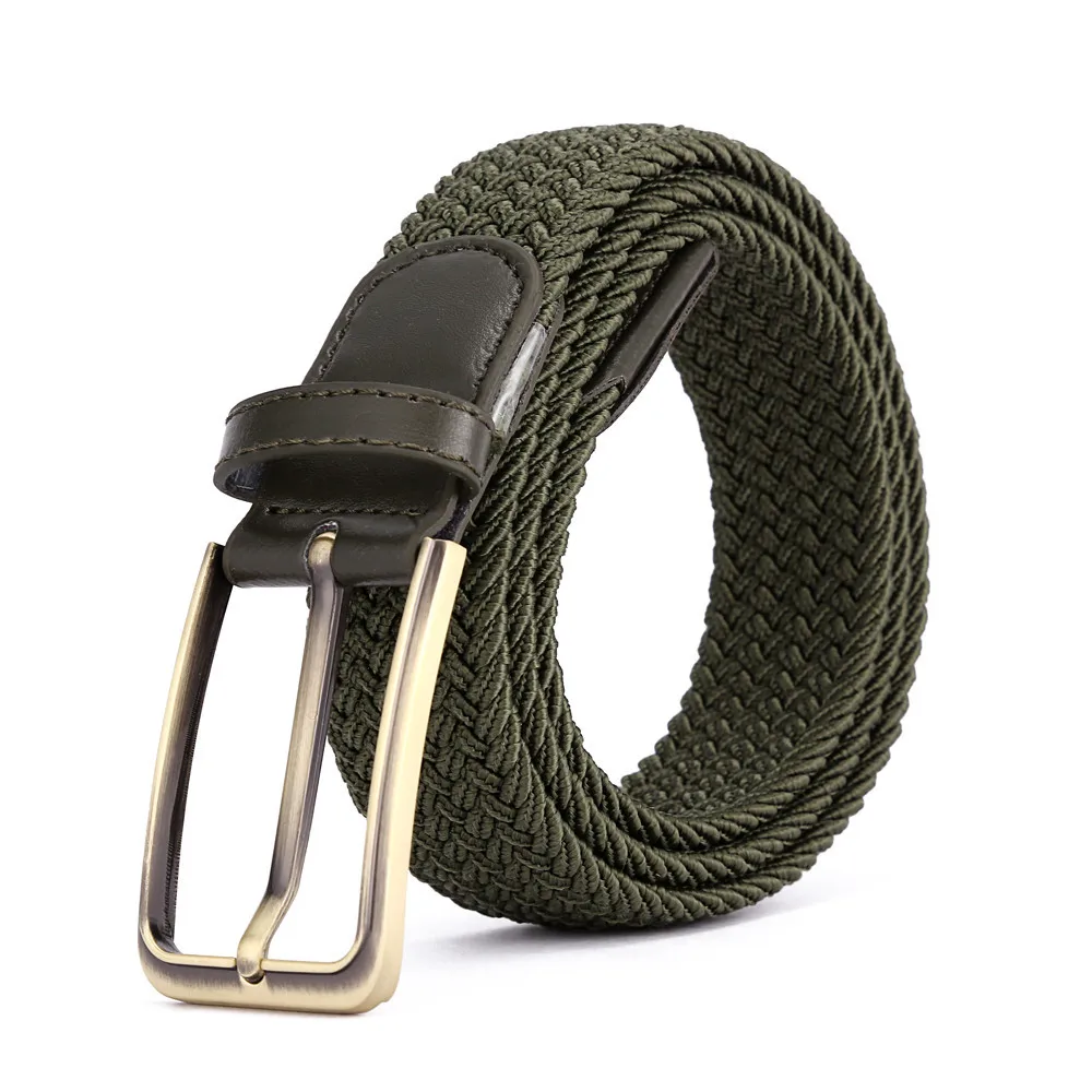 Army Green Унисекс Мужчины Женщины тканые ремни сплошной цвет крючком трикотажный пояс джинсы пояс - Цвет: Army Green