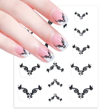 1 шт. кружевная наклейка с цветком для ногтей Наклейка черный лист лоза Дизайн Клей слайдер обертывания для 3D французского дизайна ногтей маникюр Советы LAXF815