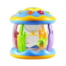 Барабанный случайный цвет Забавный детский вращающийся пластиковый подарочный инструмент для раннего образования светильник музыкальная игрушка