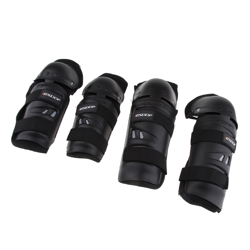 4Pieces Adults EVA Motorcycle ATV Motocross Elbow Knee Pads Shin Guards Protector Motorbike Racing- for Adult (Long)