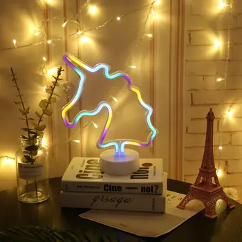 

Party LED Neon Sign Light Holiday Xmas Party Romantic Wedding Decoration Kids Room Home Decor Flamingo Moon Unicorn Heart 2018