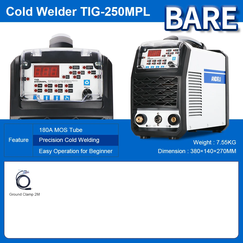 ANDELI TIG-250MPL MOS Tube Multifunctional TIG Welding Machine with Hot/Cold/TIG Pulse Cold Welding Machine hot stapler plastic welder Welding Equipment