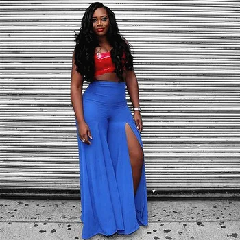 

1X Womens Trousers Wide Leg Trousers Womens Solid Color Pants High Waist Fashion Split Flared Pants Split Solid Wide Leg Pants