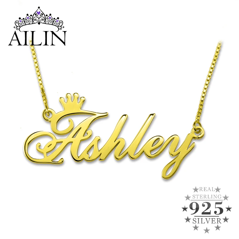 AILIN бижутерия кулон на заказ именная табличка ожерелье персонализированное имя ожерелье женское ювелирное изделие золотого цвета колье из стерлингового серебра сладкий подарок для детей