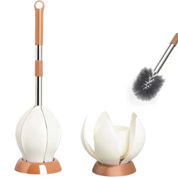 

Creative Lotus Toilet Brush With Long Holder Bathroom Set Household Wc Cleaning Tool Automatically Closed Toilet Bowl Brush N29