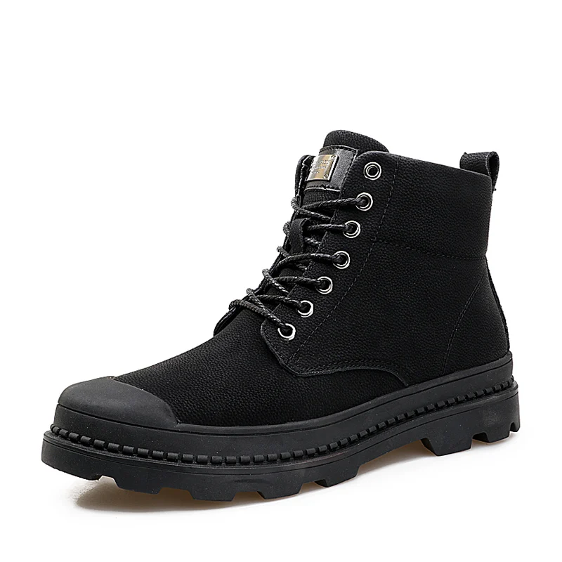 

Plus Size 12 13 Black Plush Leather High Boot Ankle Round Toe Elastic Band Solid Color Winter Additional 5% off Dropshipping