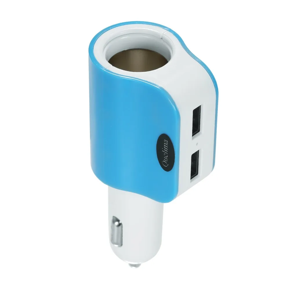 Hot New Quelima 5V 2.1A Dual USB 2.0 Interfaces Car Charger Cigarette Lighter Adapter Blue | Автомобили и мотоциклы