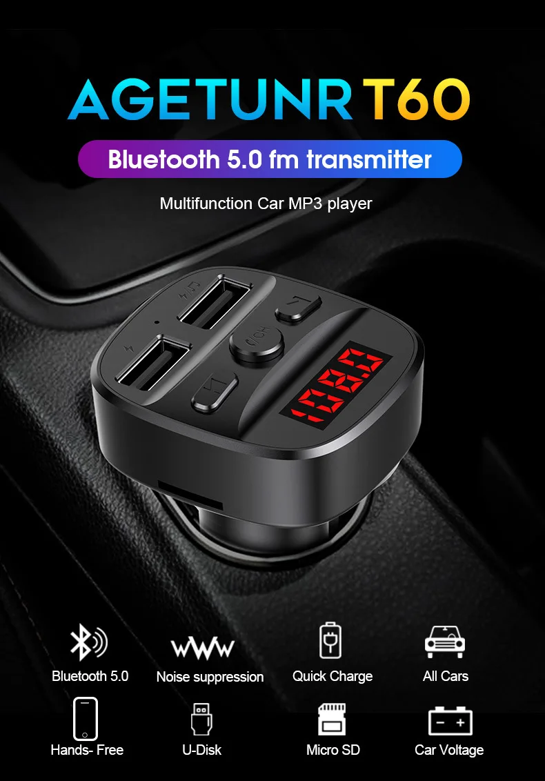 JINSERTA автомобильный fm-передатчик модулятор Bluetooth 5,0 автомобильный комплект Авто Аудио MP3 плеер 2.4A двойной USB зарядное устройство TF U диск музыкальный приемник