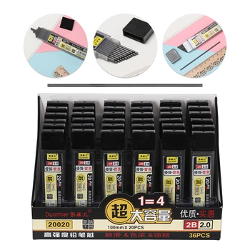 

20 Pcs/1box Graphite Lead 2B Mechanical Pencil Refill Plastic Automatic Replacement Core Pencil Lead 2.0mm thick