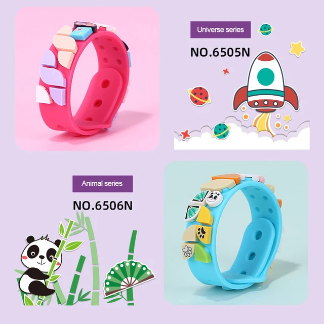 DIY Dot Building Block Bracelet Unisex Silicone Cartoon Adjustable Wristband Animal Knowledge Marine Blocks Toys For Girls Boys 4