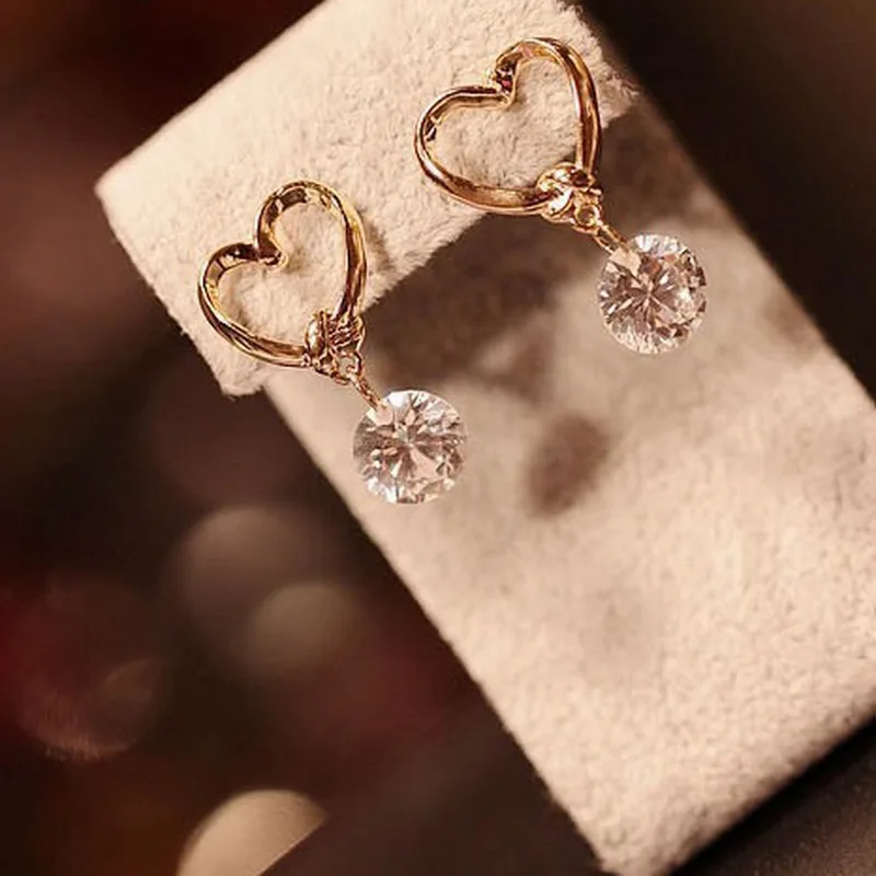 Drop Earrings New Fashion Exquisite Love Heart Pendant Zircon Earrings Luxury Drop Earring for Women Girl Jewelry Trendy Ear Accessory dangle earrings drop earrings pendant earrings