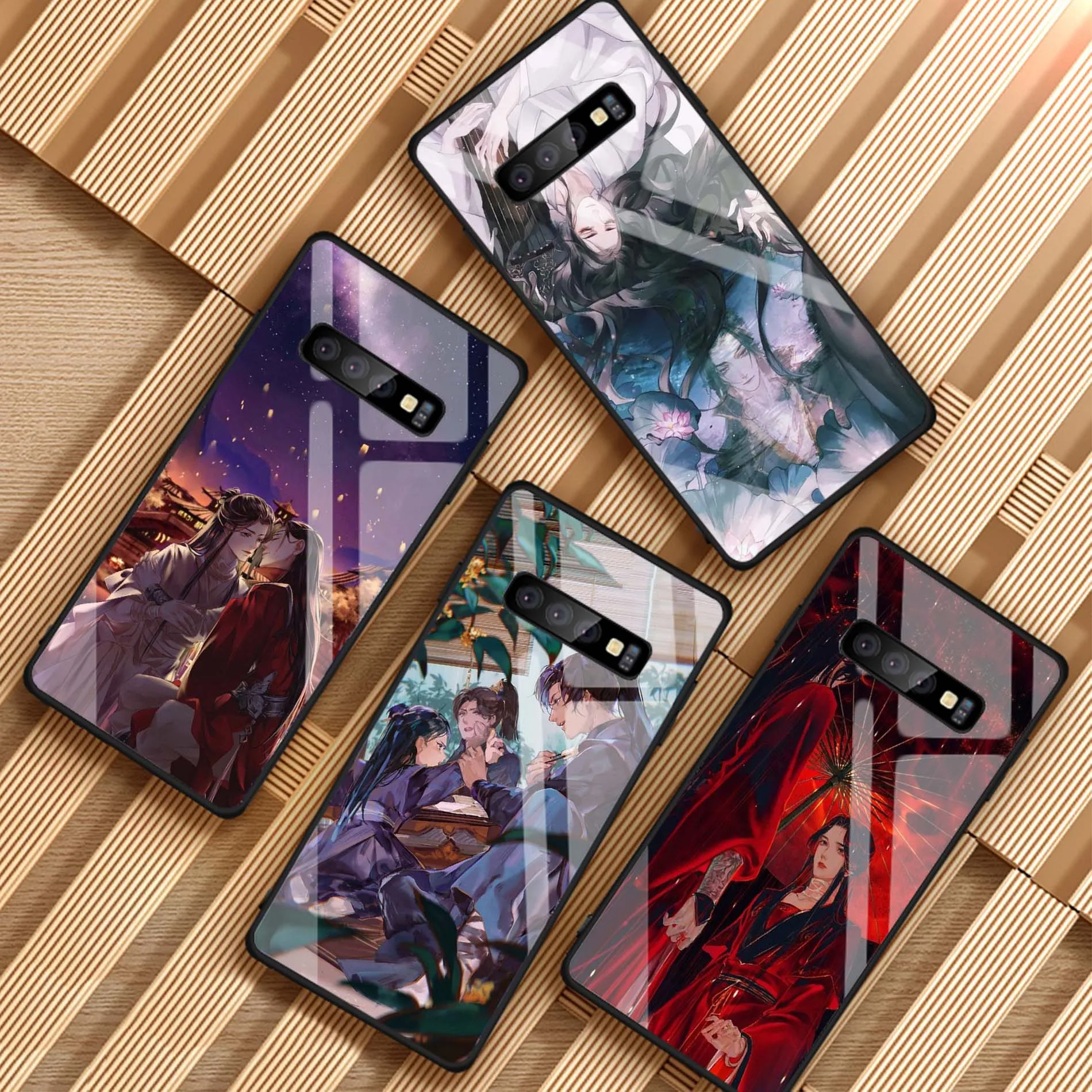 Tian Guan Ci Fu Fiction cartoon DIY Tempered Glass Phone Case for Samsung Galaxy S8 S9 S10 S20 Plus J4 J6 J8 2018 NOTE 8 9 10 | Мобильные