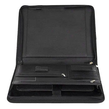 

Vegan Leather Folder Zippered Closure Portfolio for Business IPad/Table and Card Interview Resume Binder