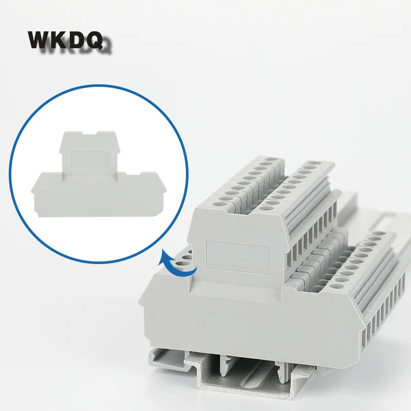 10Pcs D-MBKKB2.5 End Barrier Plate For MBKKB2.5 Wire Strip Connector D MBKKB 2.5 Din Rail Terminal Block Accessories End Cover
