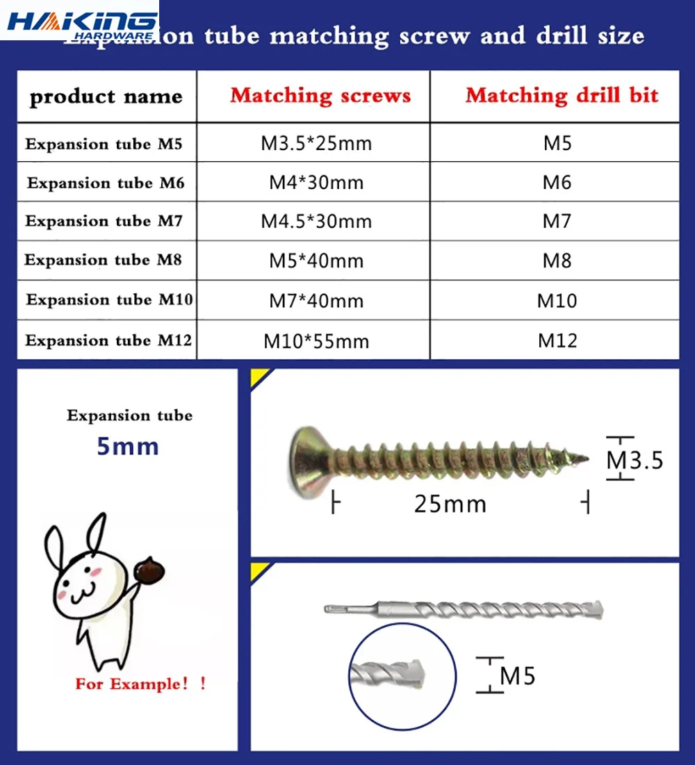 10-50pc Plastic expansion pipe M6 M8 M10 L=30-100mm rubber plug plastic pipe nylon column expansion screw anchor plug wall plugs