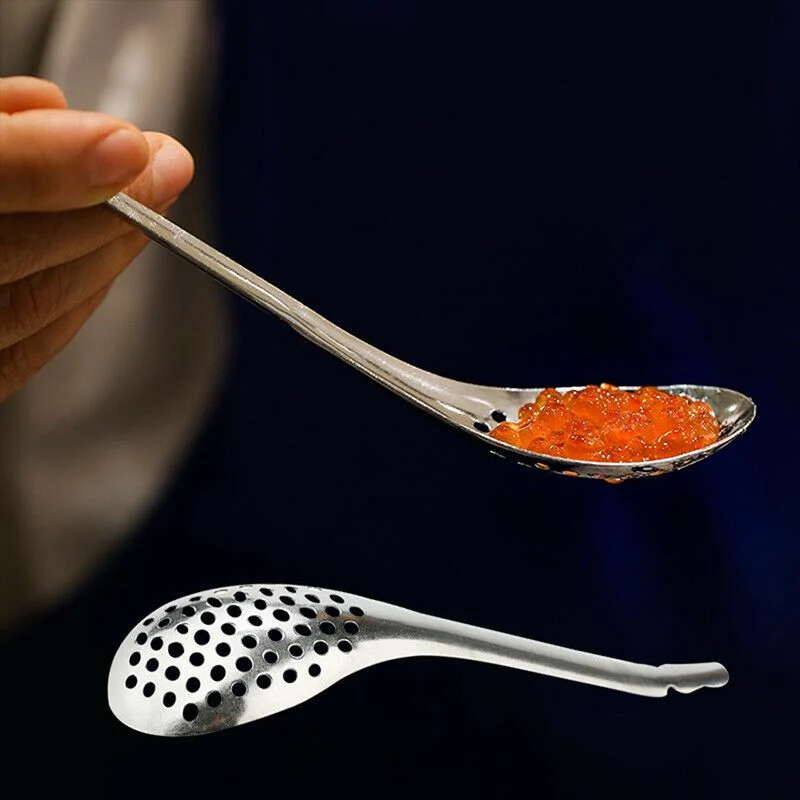 Cuchara de Caviar colador de Huevos Espesado Utensilios de Cocina Maifa Caja para Hacer Caviar Kit de esferificación de Cocina Boba 56 Agujeros Duradera Acero Inoxidable 