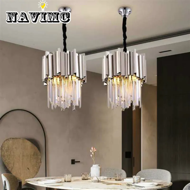 

Modern Crystal Pendant Lighting Dining Room Kitchen Bedroom Loft Gold/Chrome Light Fixtures