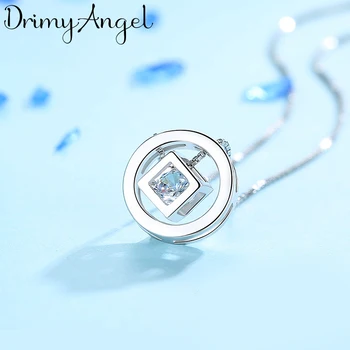 

Korean Simple 925 Sterling Silver Circle Cube Box Necklaces Pendants for Women Statement Necklaces Christmas Gifts