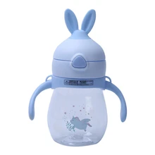 Детская соломенная чашка с мультяшным животным, школьная соломенная бутылка для питьевой воды, соломенная чашка с плечевым ремнем 270 мл