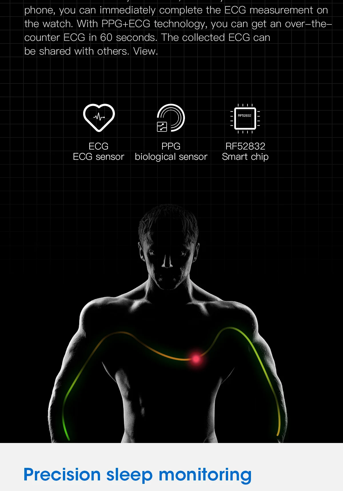 ЭКГ часы Смарт-браслет IP68 часы фитнес-трекер кровяное давление трекер-сна для сердечного ритма группа водонепроницаемый для ios android телефонов