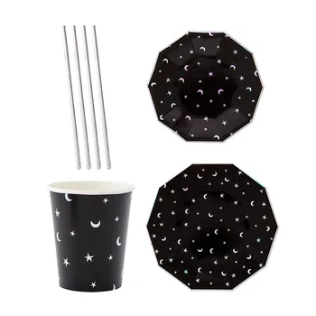 

48pcs Disposable Paper Plates Straws Party Supplies for Baby Shower Birthday Wedding