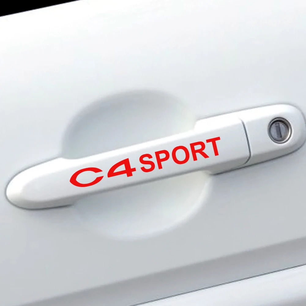 

4PCS Sport Car Handle Captivation Stickers For Citroen C4 Auto Door Handle Decor Reflective Trim Graphic Vinyl Decal Accessories