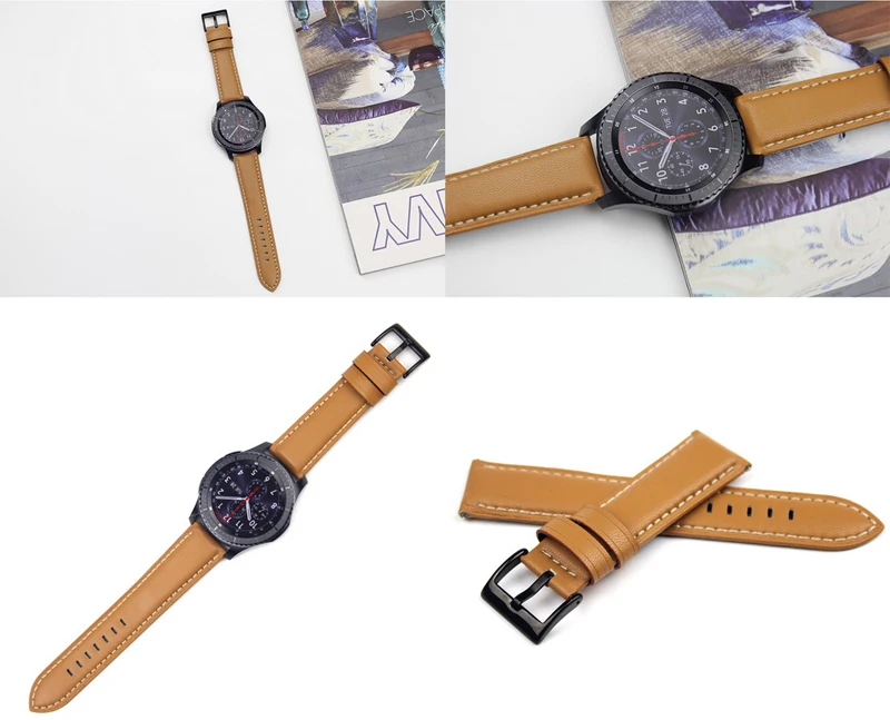 Gear s4 s3 Frontier ремешок для samsung Galaxy Watch 46 мм 22 мм кожаный браслет correa huawei часы GT ремешок 46 amazfit bip 47 44