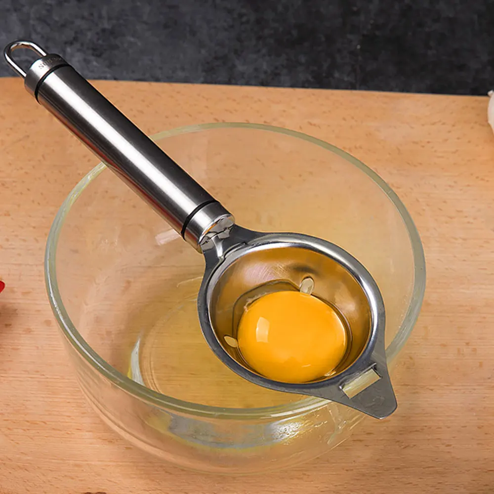 Premium Quality Kitchen Tool Gadget Convenient Egg Yolk White Separator Divider Holder Sieve Silver fast-shop 